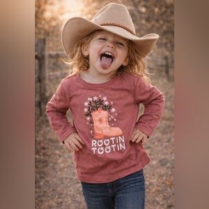 Dip Toddler Girl Western Graphic Long Sleeve Tee Pink Cowgirl 2T
